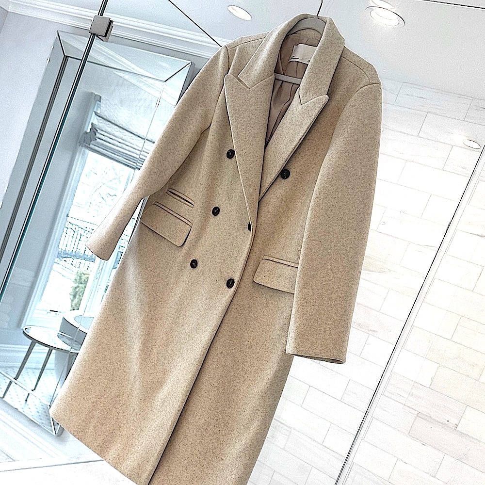 OAK + FORT Classic Tan Double-Breasted Trench Coat NWT
